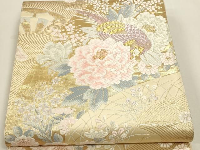 平和屋本店▼六通柄帯 唐織 京どんす 二重箔 金箔純金箔24k 正絹 逸品 DABK5991sf