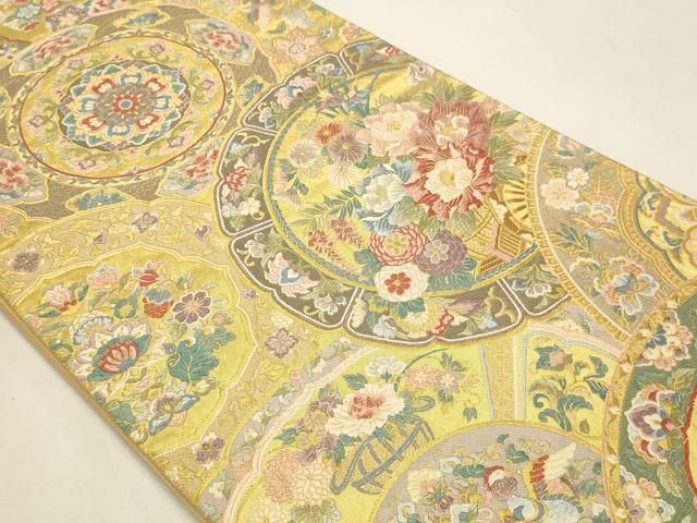 平和屋本店▼六通柄袋帯 唐織 富貴鏡裏端鳳文 本金上品箔 正絹 逸品 DABK5995sf