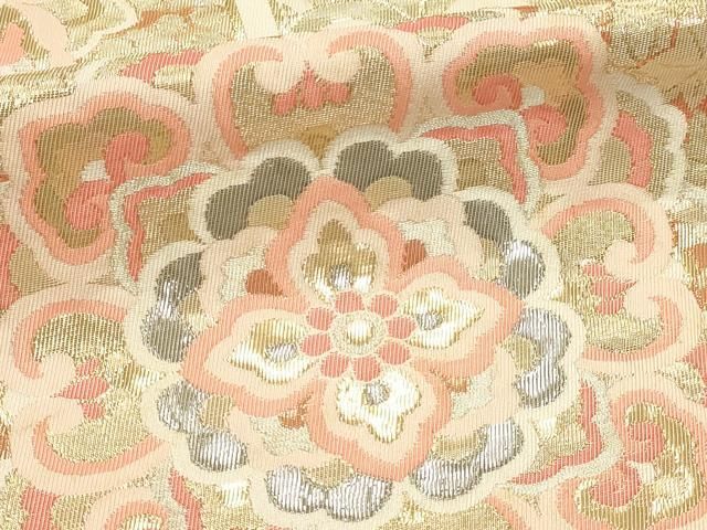 平和屋本店▼六通柄袋帯 亀甲取華紋 プラチナ箔 24k本金箔 正絹 逸品 DABK5999sf