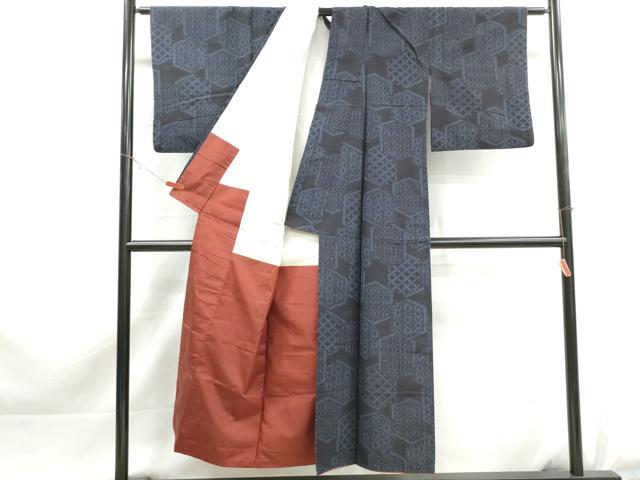 平和屋着物■結城紬 亀甲文 正絹 逸品 DABK6022qa