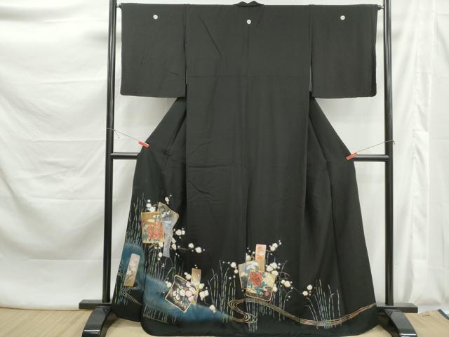 平和屋着物■豪華黒留袖 色紙枝花文 暈し染め 金彩 正絹 逸品 DABK6024qa