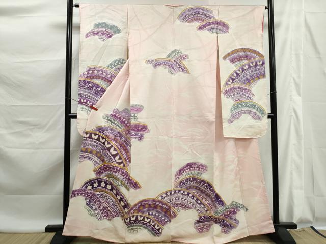 平和屋着物■豪華振袖 駒刺繍 青海波花蝶文 暈し染め 金彩 正絹 逸品 DABK6038qa