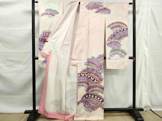 平和屋着物■豪華振袖 駒刺繍 青海波花蝶文 暈し染め 金彩 正絹 逸品 DABK6038qa