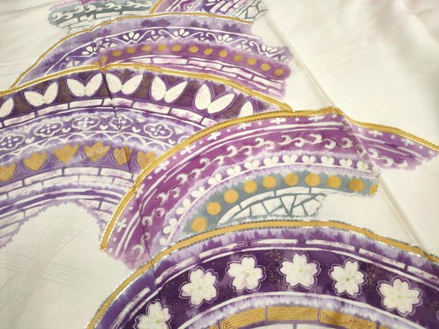 平和屋着物■豪華振袖 駒刺繍 青海波花蝶文 暈し染め 金彩 正絹 逸品 DABK6038qa