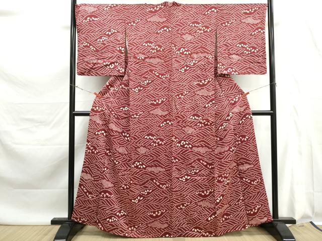 平和屋着物■上質な小紋 総絞り 立波文 正絹 逸品 DABK6057qa
