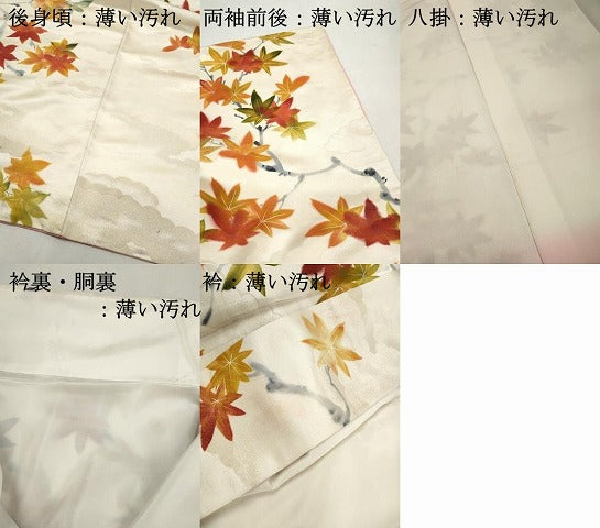 平和屋着物■上質な小紋 手描き 寿光織 楓尽くし 金糸 正絹 逸品 DABK6066qa