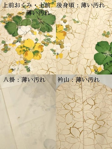 平和屋着物■訪問着 手描き 刺繍 舞花文 金彩 正絹 逸品 DABK6068qa