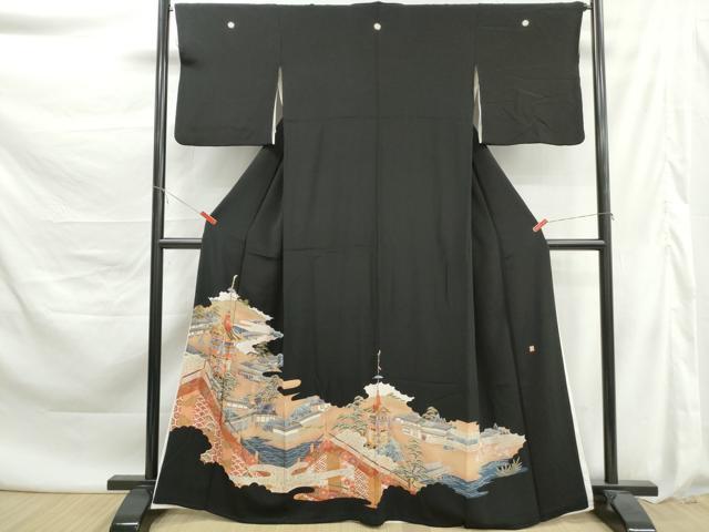 平和屋着物■豪華黒留袖 作家物 風景文 金彩 正絹 逸品 DABK6099qa