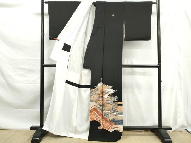 平和屋着物■豪華黒留袖 作家物 風景文 金彩 正絹 逸品 DABK6099qa