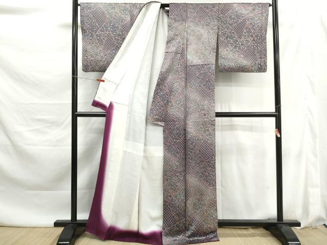 平和屋着物■上質な小紋 絞り 枝花文 暈し染め 金彩 正絹 逸品 DABK6115qa