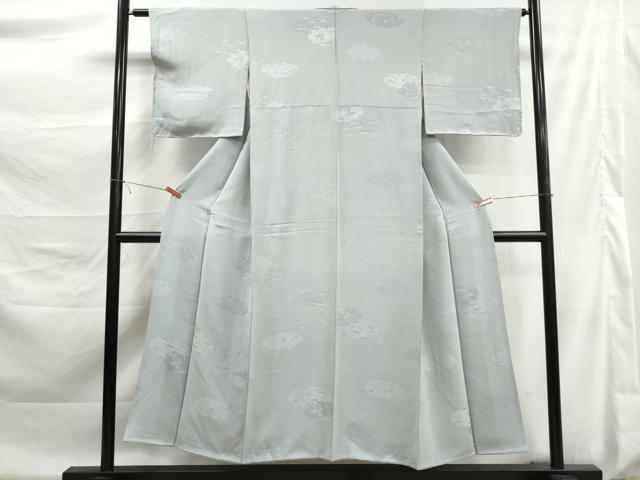 平和屋着物■上質な色無地 雲取り花地紋 月白色 正絹 逸品 DABK6127qa