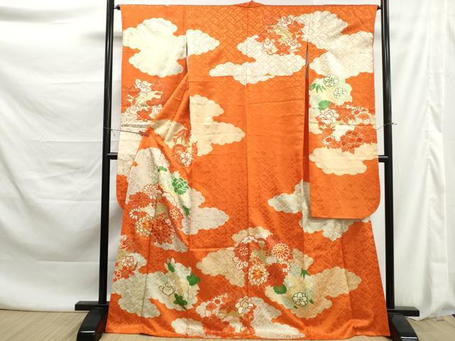 平和屋着物■豪華振袖 駒刺繍 雲取り花松文 金彩 正絹 逸品 DABK6133qa