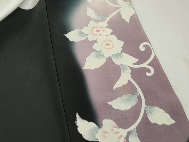 平和屋着物■豪華黒留袖 花唐草文 暈し染め 正絹 逸品 DABK6134qa