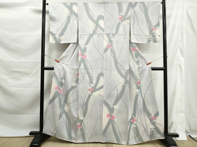 平和屋着物■上質な小紋 霞枝花文 暈し染め 正絹 逸品 DABK6142qa