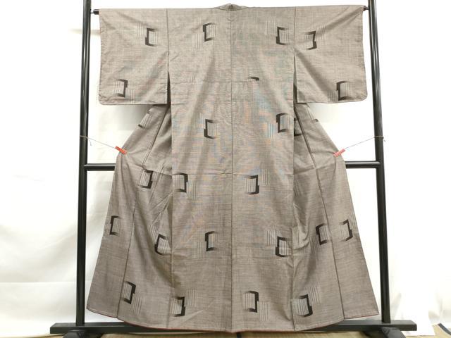 平和屋着物■本場大島紬 9マルキ 幾何学文 正絹 逸品 未使用 DABK6148qa
