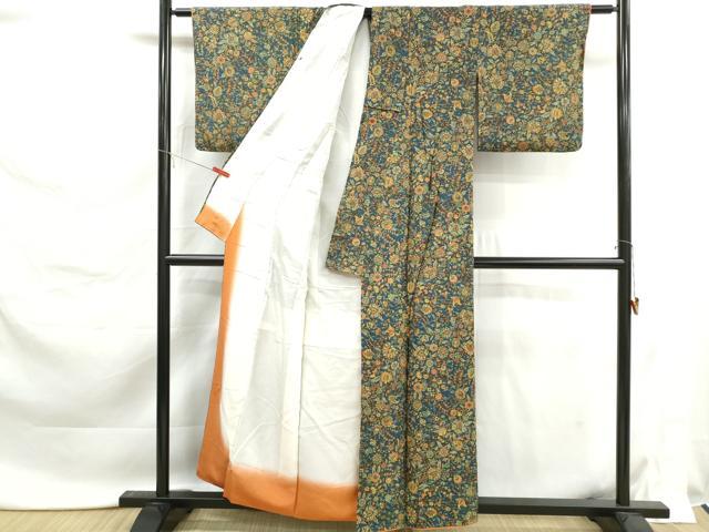平和屋着物■上質な小紋 更紗花文 正絹 逸品 DABK6150qa