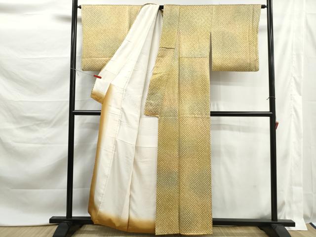 平和屋着物■上質な小紋 総絞り 鹿の子文 暈し染め 正絹 逸品 DABK6164qa
