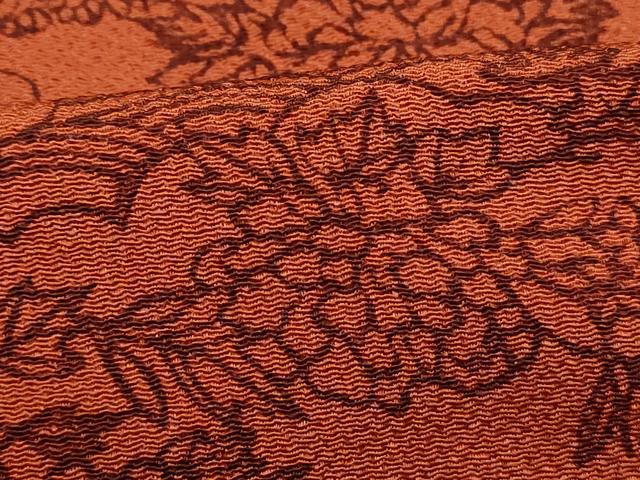 平和屋着物■上質な小紋 風景花文 鬼しぼ縮緬 正絹 逸品 未使用 DABK6167qa
