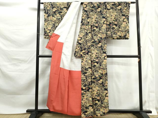 平和屋着物■上質な小紋 花松文 正絹 逸品 DABK6175qa