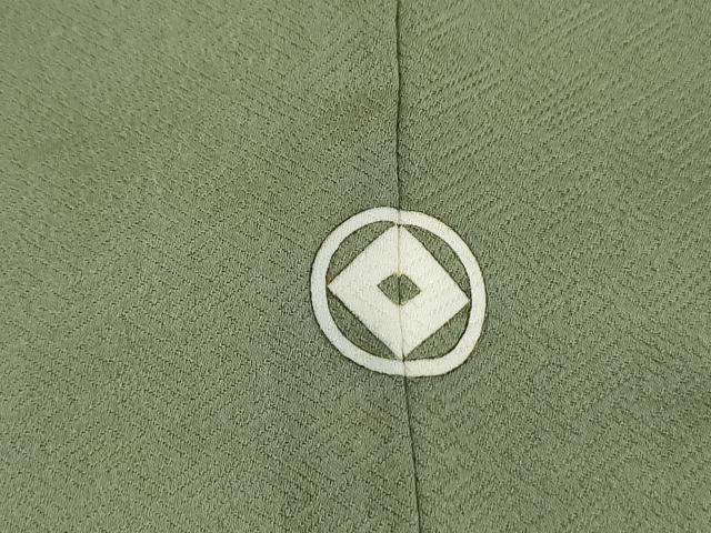 平和屋着物■上質な色無地 紗綾形地紋 柳色 正絹 逸品 DABK6186qa