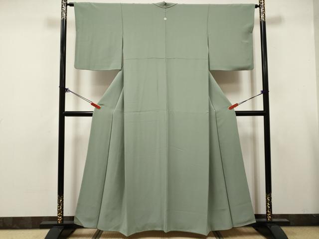 平和屋着物■上質な色無地 山葵色 正絹 逸品 DABK6244qa