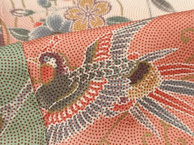 平和屋着物■上質な小紋 鳳凰花文 鮫小紋柄 暈し染め 金彩 正絹 逸品 DABK6245qa