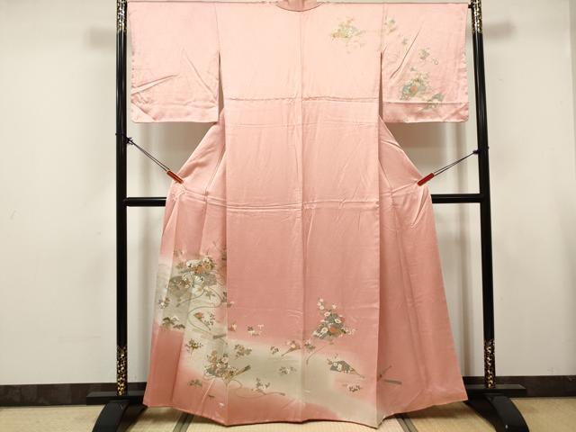 平和屋着物■訪問着 扇面花鼓文 暈し染め 金彩 正絹 逸品 DABK6256qa