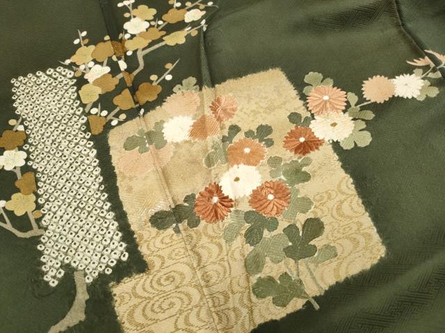 平和屋着物■訪問着 刺繍 絞り 枝花文 金銀彩 正絹 逸品 DABK6269qa