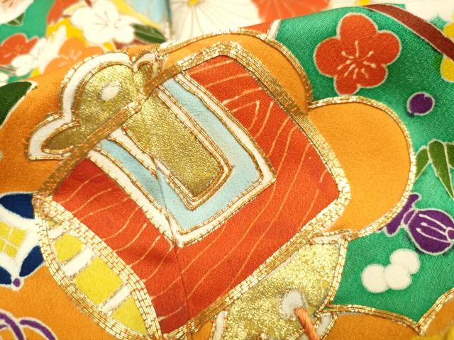 平和屋着物■訪問着 駒刺繍 宝尽くし花文 松竹梅 金彩 正絹 逸品 DABK6278qa