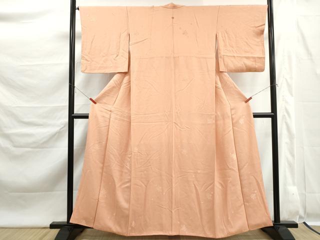 平和屋着物■上質な色無地 草花地紋 洒落柿色 正絹 逸品 DABK6313qa