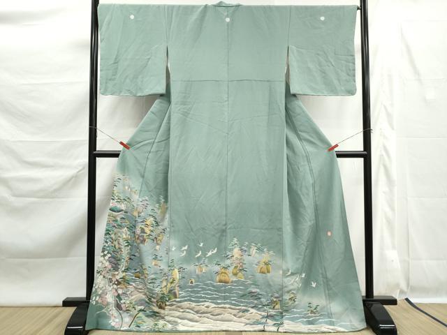 平和屋着物■豪華色留袖 友禅 作家物 飛鶴風景文 暈し染め 正絹 逸品 DABK6321qa