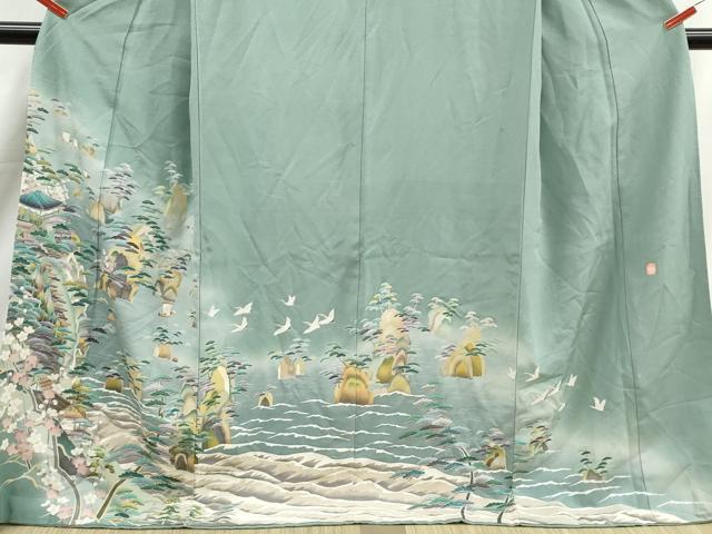 平和屋着物■豪華色留袖 友禅 作家物 飛鶴風景文 暈し染め 正絹 逸品 DABK6321qa