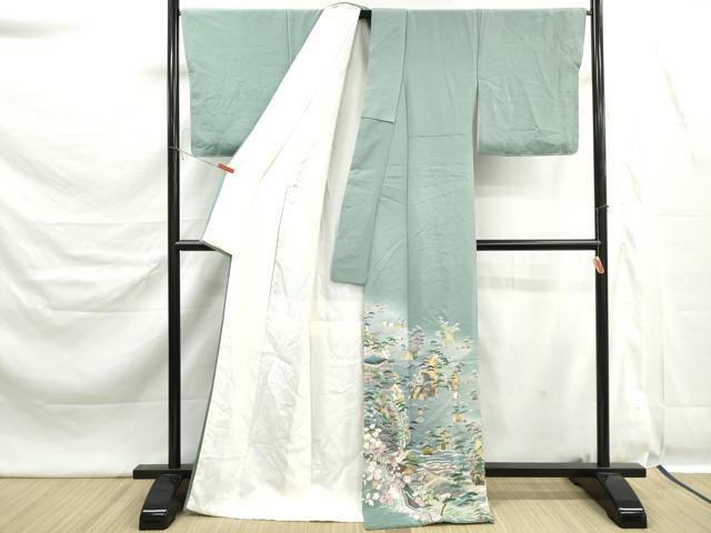 平和屋着物■豪華色留袖 友禅 作家物 飛鶴風景文 暈し染め 正絹 逸品 DABK6321qa