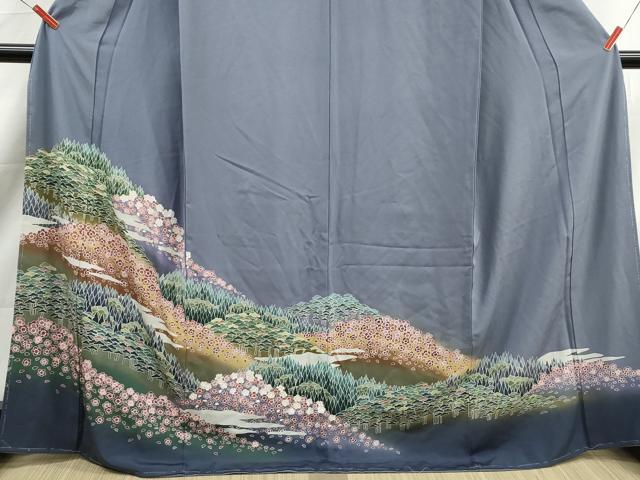平和屋着物■豪華色留袖 友禅 風景樹林文 暈し染め 正絹 逸品 DABK6322qa