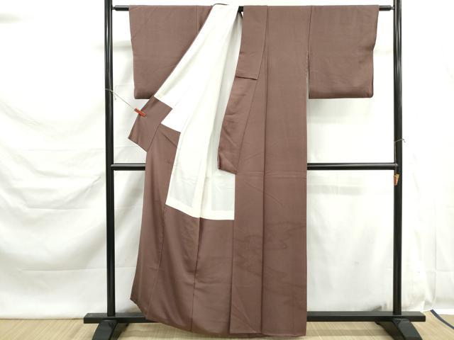 平和屋着物■色留訪問着 流水地紋 紅檜皮色 正絹 逸品 DABK6325qa