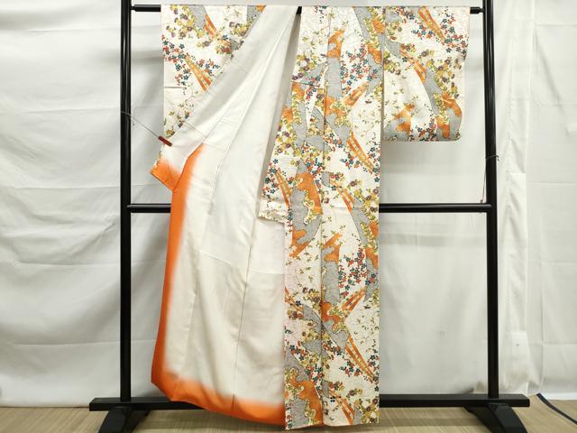 平和屋着物■上質な小紋 草花文 金彩 正絹 逸品 DABK6338qa