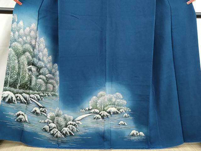 平和屋着物■訪問着 手描き 風景文 鬼しぼ縮緬 正絹 逸品 DABK6348qa