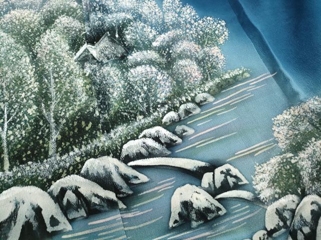 平和屋着物■訪問着 手描き 風景文 鬼しぼ縮緬 正絹 逸品 DABK6348qa