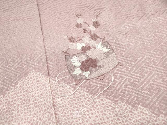 平和屋着物■訪問着 絞り 刺繍 糸車花文 高島屋扱い 正絹 逸品 DABK6349qa
