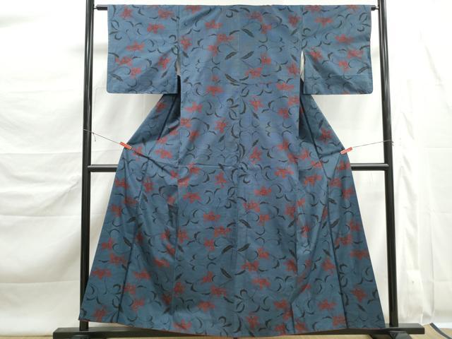 平和屋着物■本場大島紬 9マルキ 唐草花文 正絹 逸品 DABK6350qa