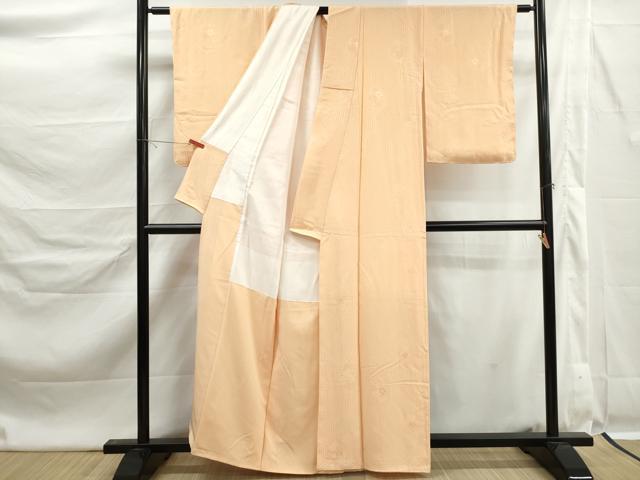 平和屋着物■上質な色無地 亀甲花地紋 薄香色 正絹 逸品 未使用 DABK6353qa