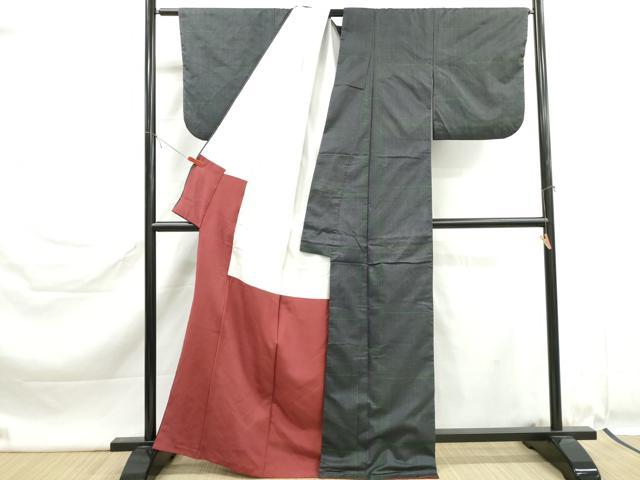 平和屋着物■本場大島紬 7マルキ 格子文 正絹 逸品 DABK6365qa