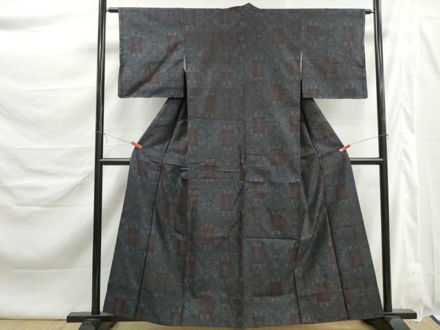 平和屋着物■本場大島紬 花菱文 正絹 逸品 DABK6385qa