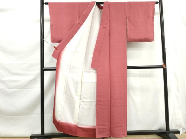 平和屋着物■上質な色無地 作家物 銀朱色 鬼しぼ縮緬 正絹 逸品 DABK6390qa