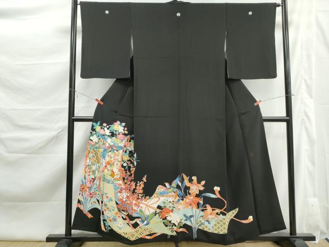 平和屋着物■豪華黒留袖 作家物 飛鳥花文 正絹 逸品 DABK6394qa