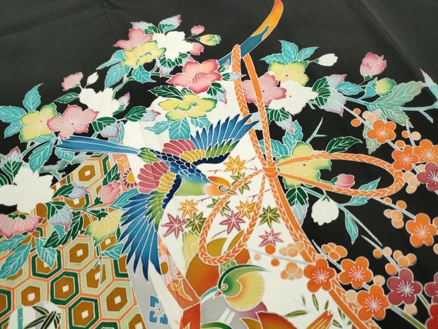 平和屋着物■豪華黒留袖 作家物 飛鳥花文 正絹 逸品 DABK6394qa
