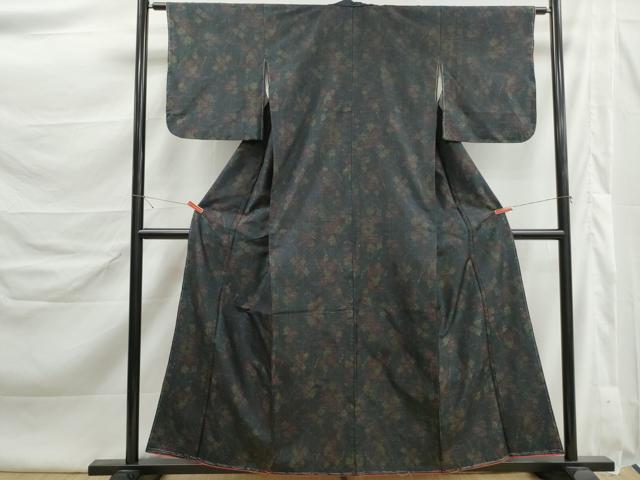 平和屋着物■本場大島紬 草花文 正絹 逸品 DABK6395qa