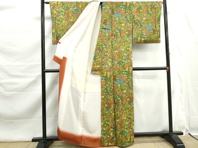 平和屋着物■上質な小紋 御所車花文 正絹 逸品 DABK6398qa