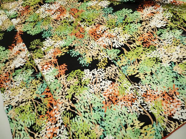 平和屋着物■上質な小紋 樹林文 黒地 正絹 逸品 DABK6399qa
