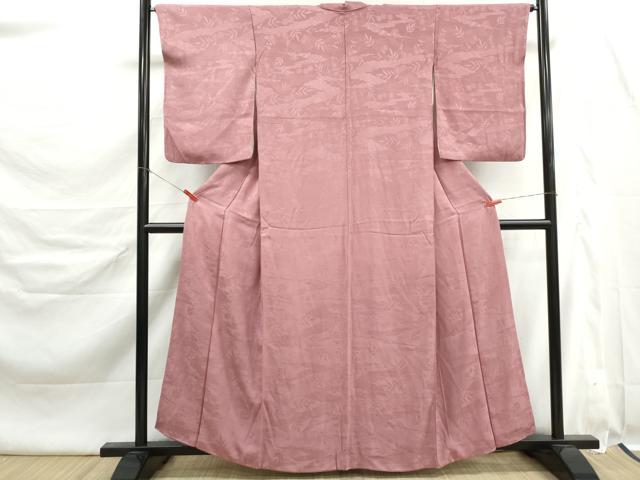 平和屋着物■上質な色無地 立波花地紋 退紅色 正絹 逸品 DABK6407qa
